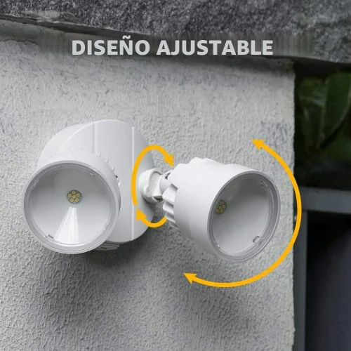 Vista 8 de LUTEC - Reflector de luz de doble cabeza para exteriores, impermeable, luz blanca de pared, de seguridad para patio, jardín Blanco - Del anochecer