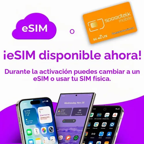 Vista 3 de Tarjeta SIM prepaga para teléfonos móviles y celulares SpeedTalk Mobile para teléfonos inteligentes y celulares Plan mensual de $11 - Llamadas