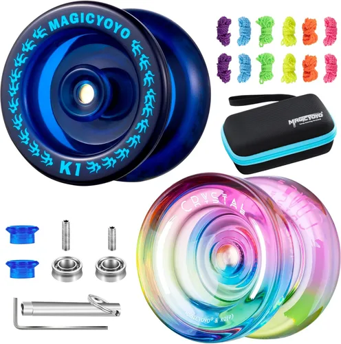 Vista 10 de MAGICYOYO Responsive Yoyo Professional K2 Crystal, Yo yo de doble propósito para niños y jugadores avanzados, yoyos degradados de plástico con 12