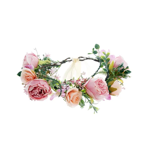 Vista 19 de Corona floral para mujer, diadema floral para el cabello, corona de flores, halo bohemio, fiesta, baile de graduación, fotos