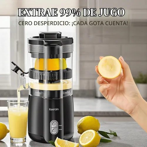 Vista 6 de Exprimidor de limón eléctrico, máquina exprimidora de cítricos sin manos con cepillo de limpieza, exprimidor automático para limón, lima, pomelo