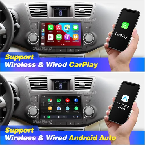 Vista 2 de Highlander - Radio Android compatible con Carplay Android Auto, pantalla táctil estéreo para coche, navegación Bluetooth, reproductor multimedia