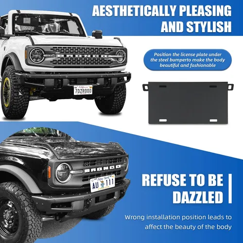 Vista 5 de Marco de matrícula frontal para Ford Bronco, soporte de montaje de matrícula de aleación de aluminio para accesorios de matrícula Ford 2021 2022