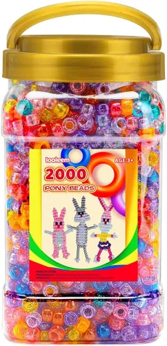 Vista 45 de IOOLEEM Cuentas de pony (2000 piezas, cuentas de pony negras), cuentas para hacer joyas, cuentas para manualidades, suministros para ensartar Negro
