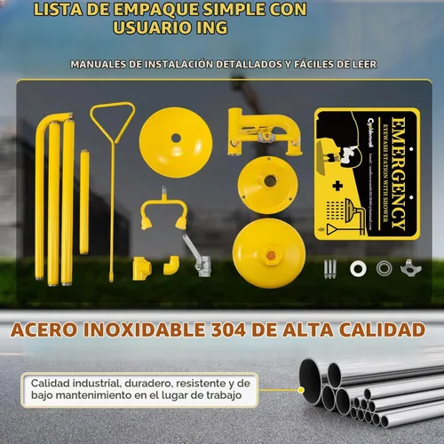 Vista 5 de CGOLDENWALL Estación de lavado de ojos de ducha de emergencia Safty Shower Combinación Estación de lavado de ojos con ducha, hilo NPT, con señal