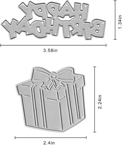 Vista 2 de Troqueles de corte de caja de regalo de feliz cumpleaños de metal, plantillas de estampado de globos, molde de plantilla para tarjetas de álbumes