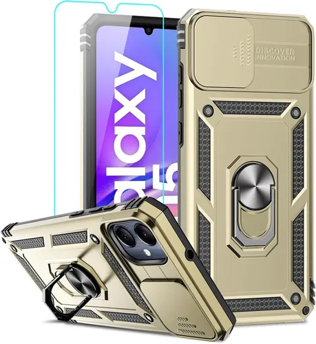 Vista 329 de LeYi Funda para Samsung Galaxy A05 (no compatible con A05S) con protector de pantalla y protector de lente de cámara, funda resistente de grado Negro