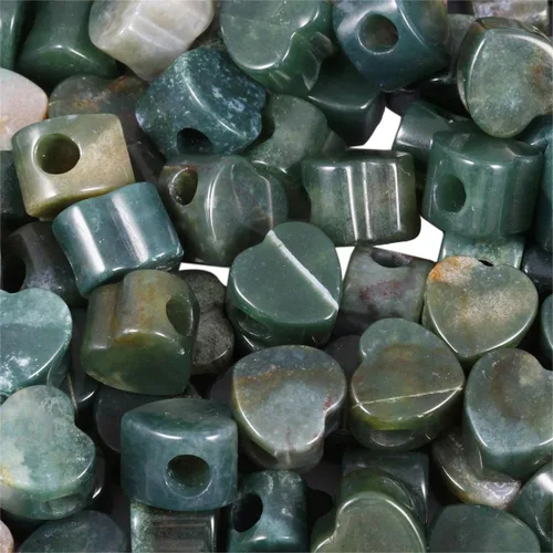 Vista 8 de TUMBEELLUWA Cuentas de piedra para hacer joyas, cuentas sueltas con forma de corazón de cristal curativo con agujero grande, paquete de 15, cuarzo