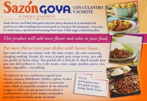 Vista 4 de Goya Foods Sazón, condimento con cilantro y achiote, 3.52 Oz