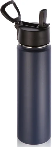 Vista 40 de Volhoply Botella de agua aislada de 24 onzas con tapa con popote, botellas deportivas de boca ancha de acero inoxidable con asa, tazas de vacío