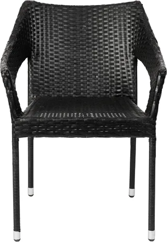 Vista 7 de BizChair Silla de patio de grado comercial, silla de comedor apilable de mimbre de ratán PE para todo tipo de clima, negro