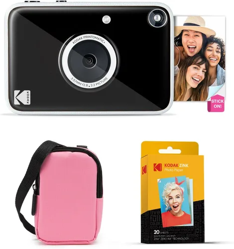 Vista 19 de KODAK Printomatic+ - Paquete de inicio de cámara digital de impresión instantánea + Estuche de transporte + Papel fotográfico adhesivo Zink de 20