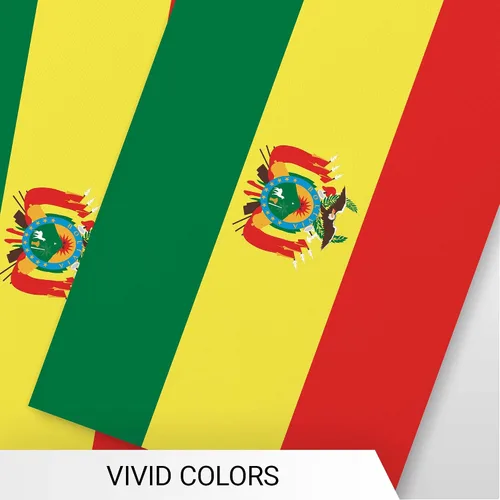 Vista 6 de G128 Bandera boliviana de Bolivia Bandera de 8.2 x 5.5 pulgadas, cuerda completa de 33 pies Poliéster 150D impreso, decoraciones para bar