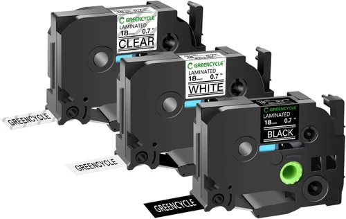 Vista 20 de GREENCYCLE Compatible para cinta de etiqueta Brother P-Touch TZe-111 TZe-211 TZe-315 6mm 0.23" laminada TZe TZ 1/4 pulgada negra sobre claro/blanco