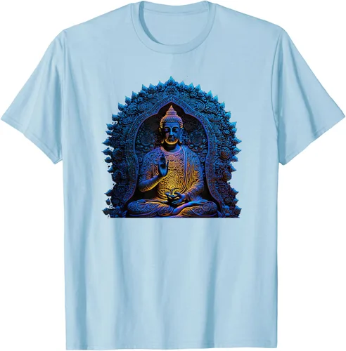 Vista 104 de Estatua de Buda Yoga Budismo Zen Buddhism Meditation T-Shirt Negro