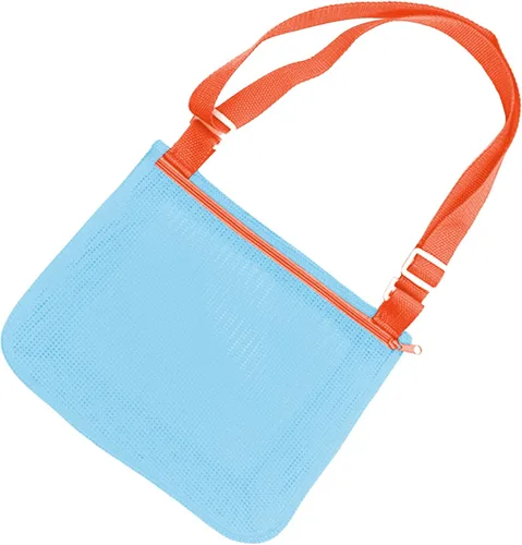 Vista 12 de UTTPLL Bolsa de playa de malla colorida ajustable para niños, bolsa de red de secado rápido para conchas marinas que recolecta arena juguete