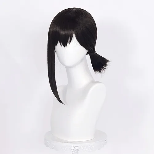 Vista 3 de Probeauty Peluca negra para mujer, pelucas de disfraz de anime con cubos de pelo + gorra de peluca