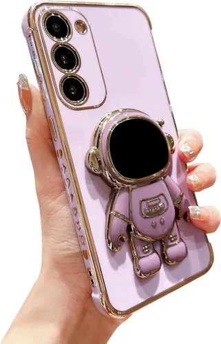 Vista 40 de phylla para Samsung Galaxy A12 Funda de Teléfono con Soporte Oculto de Astronauta Chapado en Oro de Lujo Lindo Astronauta Lateral Lindo