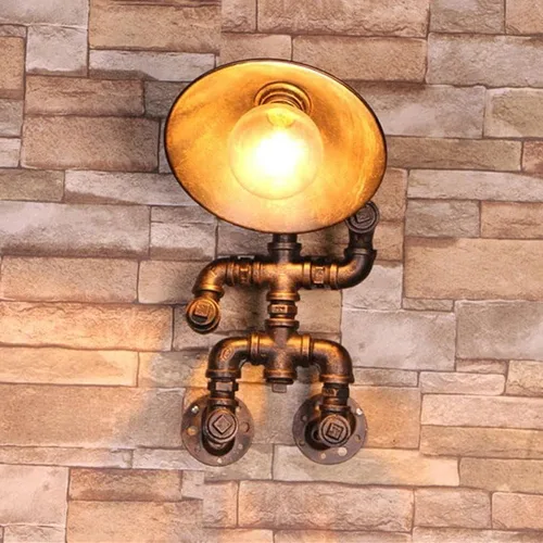 Vista 7 de LITFAD Luces de pared de estilo industrial, aplique de pared de forma única, lámpara de pared retro de metal óxido, lámpara de pared de pared