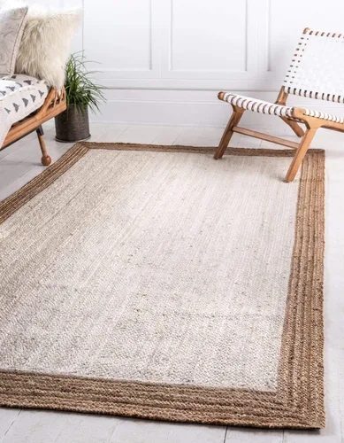 Vista 12 de Unique Loom Colección de yute trenzado de calidad clásica hecha natural tejida a mano con detalles de color sólido, alfombra rectangular de 2 pies 0