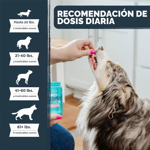Vista 6 de Mighty Paw Waggables Allergy Immune + Itch (fabricado en los Estados Unidos) Paquete de 2 masticables para perros antipicazón para perros. Vitaminas