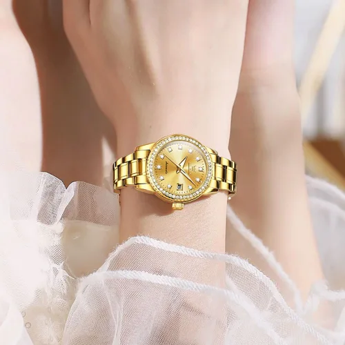 Vista 3 de OLEVS - Relojes Automáticos para Mujer con Tourbillon de Diamante, Relojes de Pulsera Elegantes, Fase Lunar, Impermeables, Luminosos