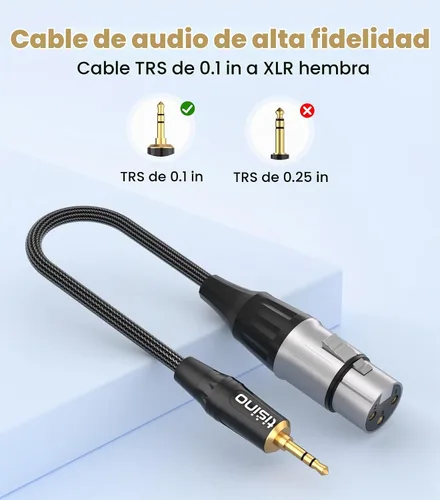 Vista 2 de Tisino XLR hembra a 0.1 in TRS Aux Balanced adaptador de cable de micrófono