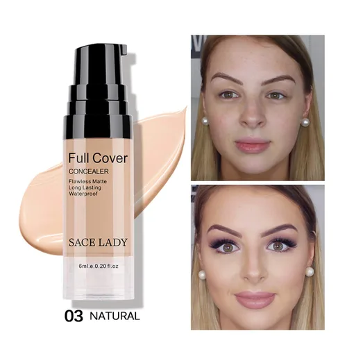 Vista 2 de Corrector Impermeable de Cobertura Completa con Juego de Esponja con Primer, Base Líquida Cremosa Suave Mate Impecable Kit de Maquillaje Corrector