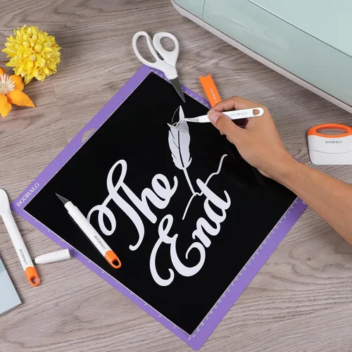 Vista 4 de DOOHALO - Alfombrilla de corte para máquina de Cricut y Cricut Explore Air2/One, máquina de corte inteligente Expression, de 12 x 12 pulgadas Negro