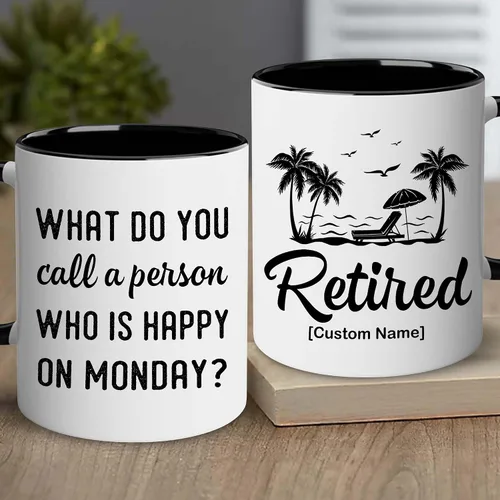 Vista 5 de WHIDOBE Regalos de jubilación personalizados para mujeres y hombres, taza de feliz jubilación, regalo de jubilación personalizado, divertidos