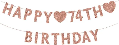 Vista 7 de Cartel dorado de feliz cumpleaños 74, purpurina para mujer u hombre de 74 años, decoraciones para fiestas