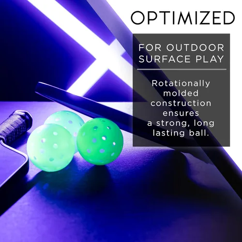 Vista 4 de Franklin Sports Pelotas de pickleball que brillan en la oscuridad al aire libre – Pelotas de pickleball iluminadas para pickleball nocturno
