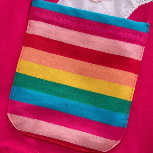 Vista 3 de Vestidos casuales de unicornio de algodón de manga corta y cuello redondo para niñas de 2 a 7 años
