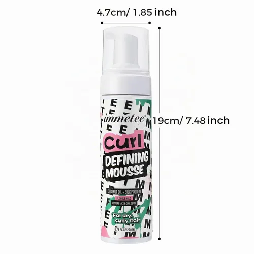 Vista 9 de immetee Mousse de pelo rizado, aceite de coco y proteína de seda para el control del encrespamiento, espuma de peinado extra para el bloqueo