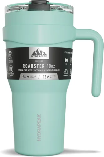 Vista 7 de Hydrapeak Roadster - Botella de agua de acero inoxidable de 40 onzas con aislamiento al vacío de doble pared con asa y tapa con popote 2 en 1
