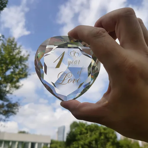 Vista 5 de Regalos de cristal de aniversario de 1 año para ella y él, primera boda para marido, esposa, novio o novia, regalo de aniversario de un año