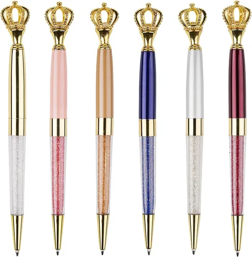 Vista 10 de YOUMI Bolígrafo de 3 bolígrafos de metal de cristal con corona, bonito bolígrafo brillante, bolígrafos de cristal personalizados, tinta negra