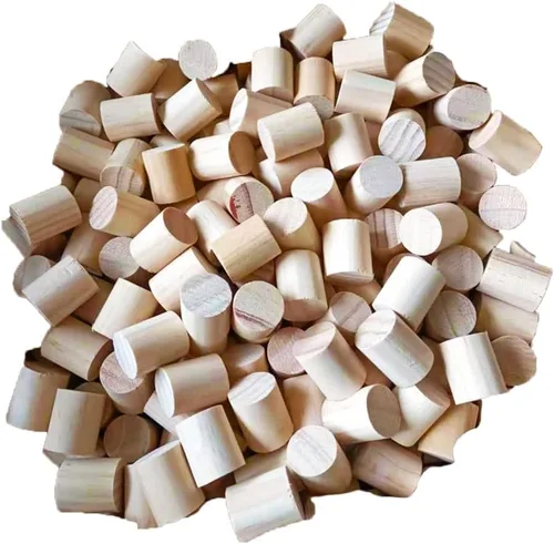 Vista 6 de Paquete de 4 elevadores de madera para muebles de 2 pulgadas de altura extra, patas redondas de madera natural para elevar pies sólidos, extensor