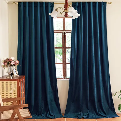 Vista 11 de YOFUN Cortinas de terciopelo negro de 84 pulgadas de largo, con pestaña trasera, paneles de protección de privacidad