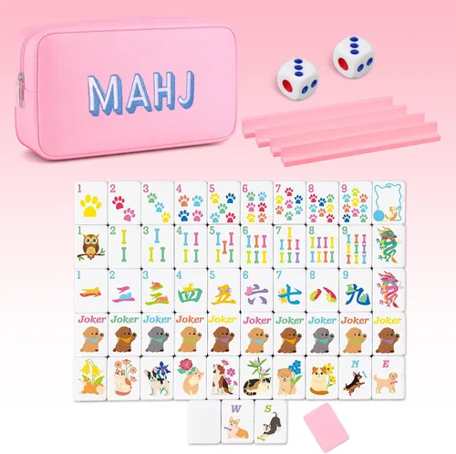Vista 8 de Soulchen Mini juego de azulejos Mahjong americanos para viajes, viajes