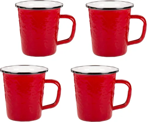 Vista 11 de Golden Rabbit Enamelware Latte Coffee or Tea Mugs, 16 ounce, Americana, Set of 4