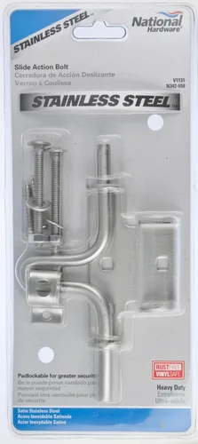 Vista 2 de National Hardware N303-131 - Pestillo de puerta oscilante resistente con protección contra la intemperie, acero inoxidable, bloqueo automático