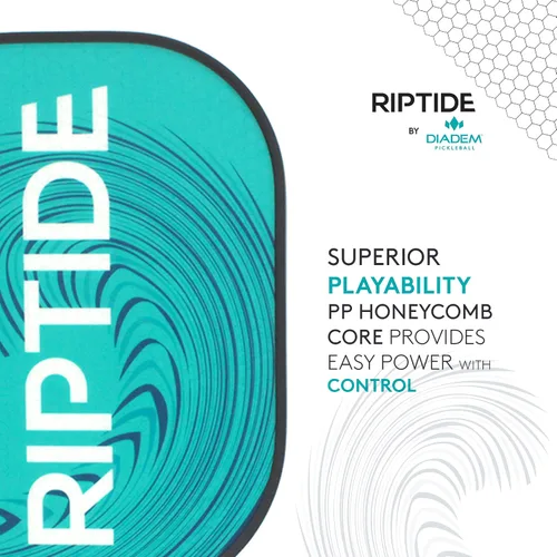 Vista 5 de Diadem Riptide - Paleta de pickleball Núcleo de panal de abeja, cara de fibra de vidrio Protector de bordes ultra elegante, fácil de balancear