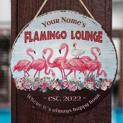 Vista 9 de Artsy Woodsy Letrero de madera de flamenco personalizado (no tallado ni neón), decoración de verano, decoración de playa tropical náutica costera 01
