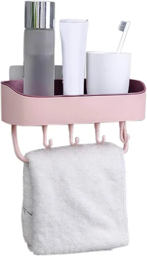 Vista 3 de Cicilin Estantes flotantes de plástico para baño, estantes de almacenamiento montados en la pared para cocina, baño, autoadhesivos, montados