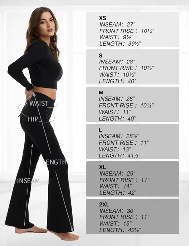 Vista 5 de ZOOSIXX Pantalones de yoga negros acampanados para mujer, leggings cruzados suaves con corte de bota
