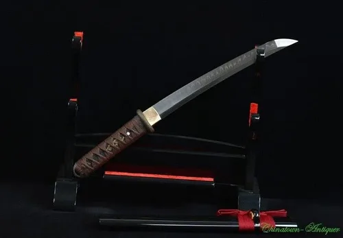Vista 7 de GLW Espada corta japonesa Wakizashi Katana T10 hoja de acero templado afilado #2192