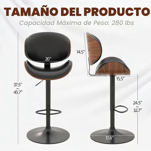 Vista 2 de civama Taburetes de bar 1 pieza para encimera de cocina, sillas de altura de barra ajustable, taburetes de bar giratorios modernos con asiento
