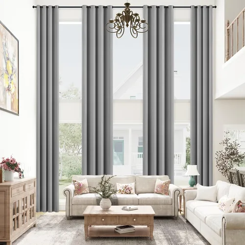 Vista 15 de mstexa Cortinas opacas beige para techo alto sala de estar, cortinas extralargas de lino sintético con ojales para cortinas de casa de 2 pisos