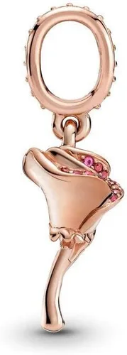 Vista 3 de Colgante de plata esterlina 925 colgante de flor de rosa, regalos de cuentas de joyería para mujeres pulsera y collar A0178, Plata, Circonita Cúbica